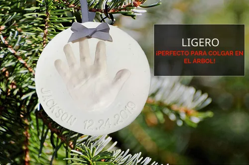 Vista 6 de Kit de adorno de recuerdo de huellas de mano para bebé (2 unidades) – Plantilla de regalo para regalos personalizados de Navidad, recién nacidos
