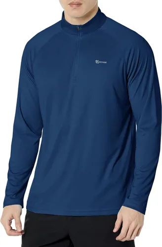 Vista 27 de Men's UPF 50+ Rash Guard 1/4 Zip Stand Collar Swim Shirt Long Sleeve Berry Conservar