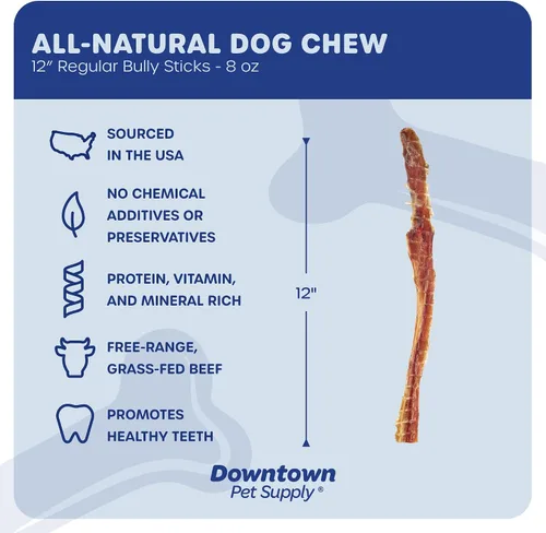 Vista 2 de Downtown Pet Supply Palitos masticables de 12 pulgadas hechos en Estados Unidos para perros, 0.5 libras, masticables para perros sin ocultar