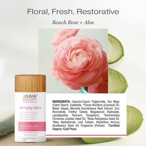 Vista 4 de RAW SUGAR Desodorante en barra sin aluminio, paquete Simply Deo (paquete de 3) desodorante de cuerpo entero para mujeres y hombres, formulado