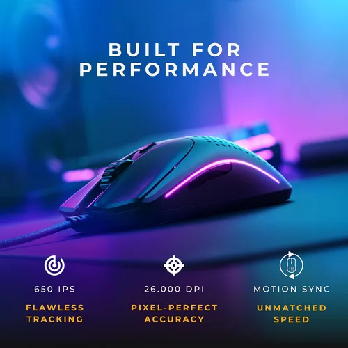 Vista 2 de GLORIOUS Model O V2 - Mouse ligero para juegos (cableadonegro) FPS con 26,000 DPI, sensor de 26K, 6 botones programables, accesorios