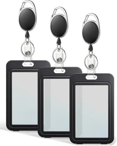 Vista 11 de Uniclife Paquete de 3 Portacarnet Deslizante con Ventanas de Doble Cara Funda Vertical de Plástico Duro Negro Bolsa Protectora de Tarjetas