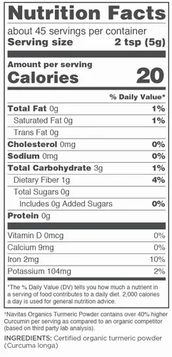 Vista 4 de Navitas Organics Cúrcuma en polvo, bolsa de 8 onzas, 45 porciones, orgánica, sin OMG, sin gluten (paquete de 2)