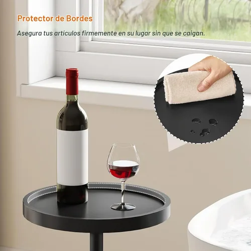 Vista 9 de HOOBRO Mesa auxiliar redonda pequeña, mesa de bebidas de bambú, mesa de café Martini con acento de pedestal para espacios pequeños en sala de estar