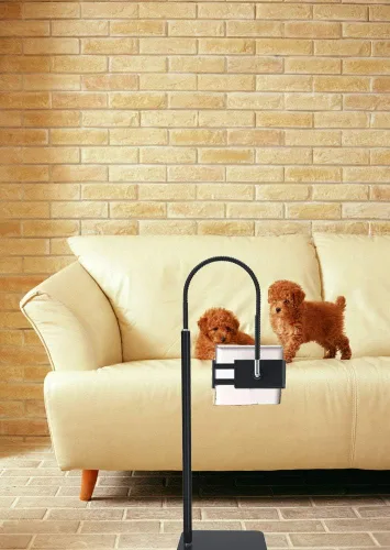 Vista 5 de Soporte de piso para tableta con cuello de cisne flexible y base de aluminio estable adecuado para teléfono inteligente y tableta de 3.5 a 10.6 Negro