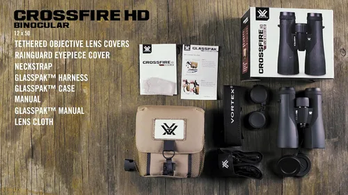 Vista 6 de Binoculares Vortex Optics Crossfire HD 12x50 - Sistema óptico HD, trípode adaptable, armadura de goma, impermeable, a prueba de niebla, a prueba