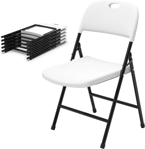 Vista 13 de Sillas plegables, silla plegable de plástico, sillas plegables de metal resistente de plástico para exteriores, asiento comercial plegable
