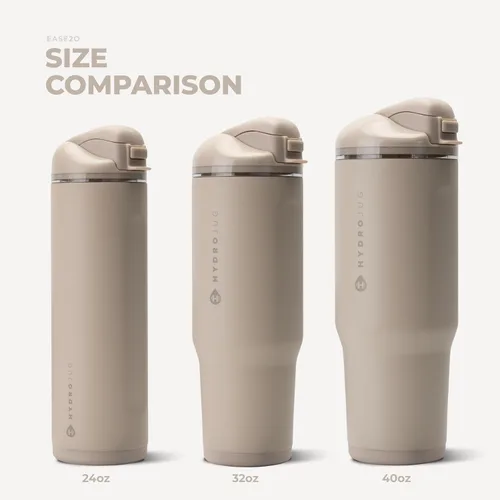 Vista 6 de HydroJug Ease2o - Botella de agua aislada de 24 onzas, tapa con popote y Duna