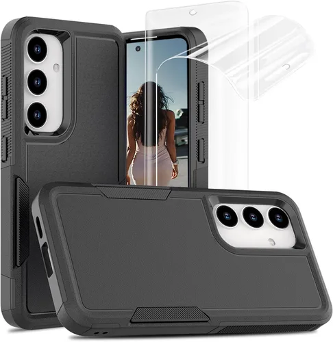 Vista 54 de Jeylly Funda para Samsung Galaxy S10 Plus S10+, ajuste delgado, doble capa, resistente, absorción de golpes, TPU con carcasa trasera de Negro