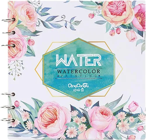 Vista 2 de Cuaderno de bocetos de acuarela – Cuaderno de bocetos de papel de acuarela prensa en frío 7.7 x 7.7 pulgadas, 20 hojas, papel pesado de 140