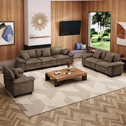 Vista 49 de Sofá Seccional Modular Individual de 53.5", Sillón de Pana Suave y Afelpada con Asiento Profundo Cómodo y Brazos Removibles para Sala de Estar