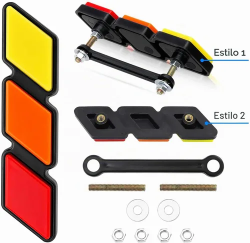 Vista 7 de Emblema de rejilla frontal tricolor para Tacoma 4 Runner Tundra Sequoia Rav4 Highlander (amarillo/naranja/rojo)