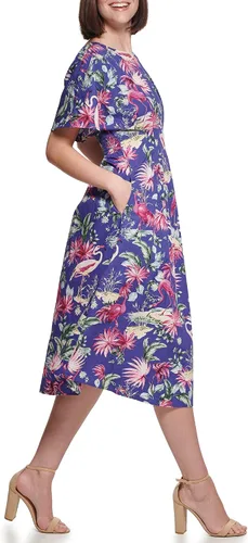 Vista 2 de Kensie Women's Shortsleeve Fit & Flare Midi Dress