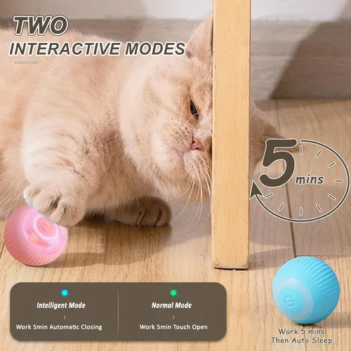 Vista 3 de Juguete de Bola para Gatos Interactivo, Juguetes Inteligentes para Gatos con Luces LED, Bola Automática que se Mueve y Rueda para Gatito