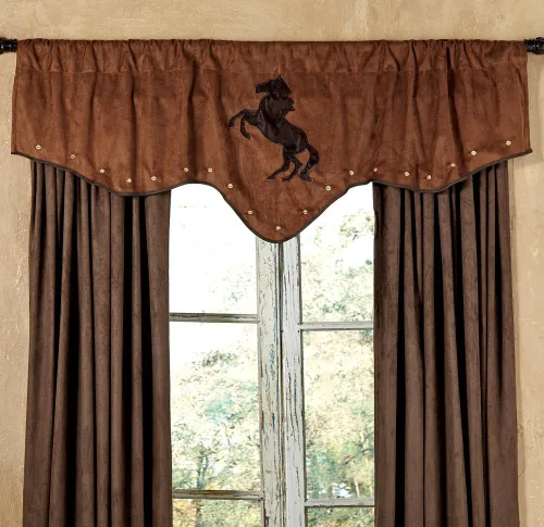Vista 6 de BLACK FOREST DECOR Cenefa bordada de pinos - Tratamiento de ventana de cabina de bosque Pinos bordados