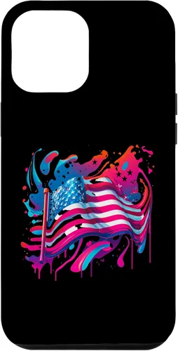 Vista 6 de iPhone 15 Watercolor American USA Flag Patriot 4th of July Fourth Pink Case