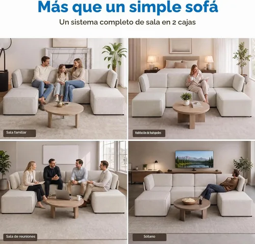 Vista 9 de Mjkone Sofá modular modular de 116 pulgadas para apartamentos y espacios pequeños, moderno sofá de 6 asientos profundos con espuma viscoelástica