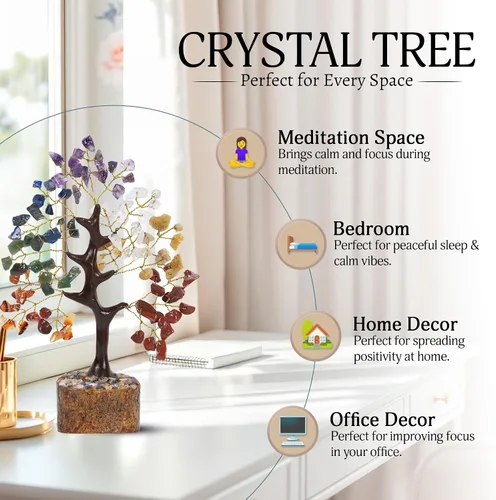 Vista 4 de Árbol de Cristal del Árbol de la Vida de los Siete Chakras, Cristales y Piedras Curativas, Regalos de Cumpleaños para Mujeres, Cristales Curativos
