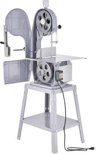 Vista 9 de Sierra de banda eléctrica comercial para carne, máquina de sierra ósea vertical de acero inoxidable de 1500W, banco de trabajo de 19.3" x 15