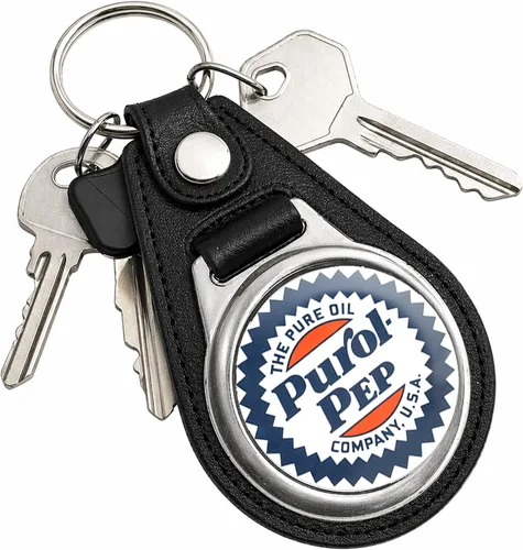 Vista 127 de Brotherhood Round Key Chain for Vintage Motor Oil, Petroleum, and