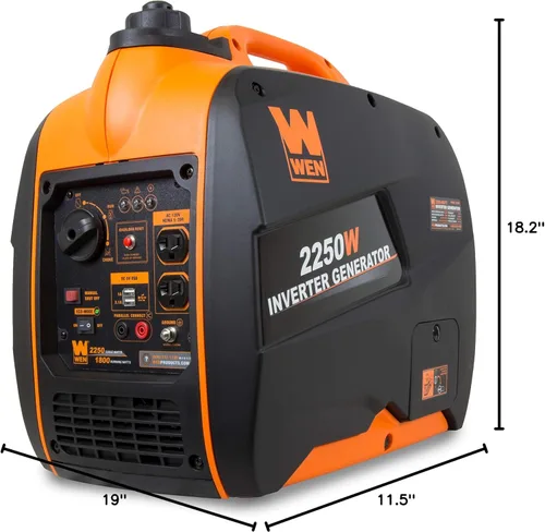 Vista 7 de WEN 56225i Generador inversor portátil de 2250 vatios, funciona con gas, con apagado de combustible, cumple con CARB, negro