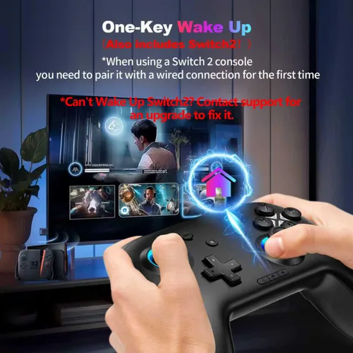 Vista 2 de Wireless Switch 2 Controller with Wake-up/C-Key, For Switch 2/1/Lite/OLED/PC/iPad/iPhone/Mac/Android/Steam/TV,Bluetooth Game Controller with