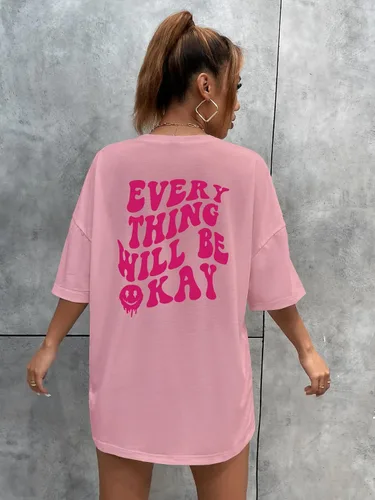 Vista 3 de SOLY HUX Women's Oversized T Shirts Graphic Tees Letter Print Casual Trendy Summer Tops