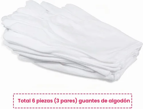 Vista 2 de Guantes de algodón, Selizo 3 pares de guantes blancos de algodón para mujeres, hombres, eczema, manos secas, hidratantes, para servir, archivo