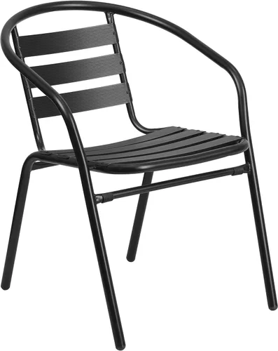 Vista 8 de Flash Furniture Lila - Juego de comedor de 5 piezas para patio, mesa de patio de vidrio templado de 55 pulgadas con agujero para paraguas, 4 sillas