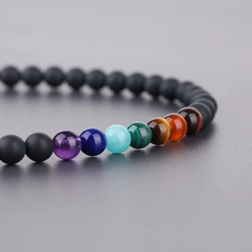 Vista 6 de COAI 108 Japa Mala 7 Chakra Stone Wrap Pulsera Collar