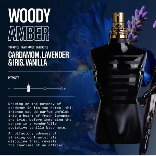Vista 2 de Jean Paul Gaultier Le Male Le Parfum EDP Intense Spray Hombres Amber Woody Eau de Parfum Intense for Men Fragrance - Cardamom, Lavender & Iris