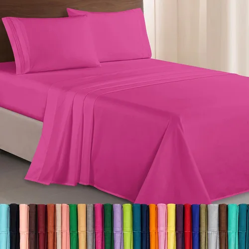 Vista 34 de Elegant Comfort Lujoso juego de sábanas de microfibra de alta calidad 1500 hoteleras bordadas de tres líneas más suaves de 4 piezas, resistente a