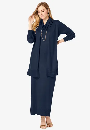 Vista 5 de Jessica London Vestido tipo suéter de 2 piezas de talla grande para mujer
