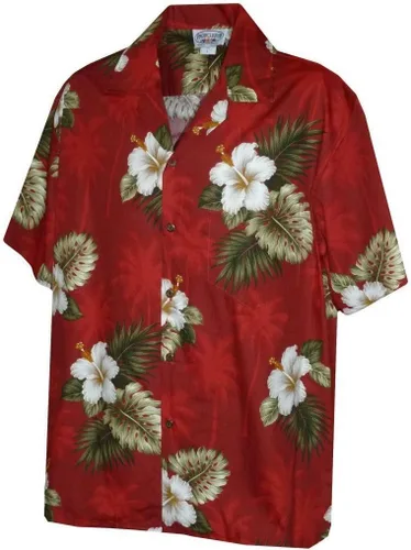 Vista 2 de Pacific Legend Camisa hawaiana de hibisco floral y palma para hombre