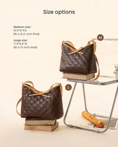 Vista 6 de LOVEVOOK - Carteras para mujer, bolsos de mano de cuero suave estilo hobo, bolso bandolera acolchado, bolso de diseñador tipo bucket