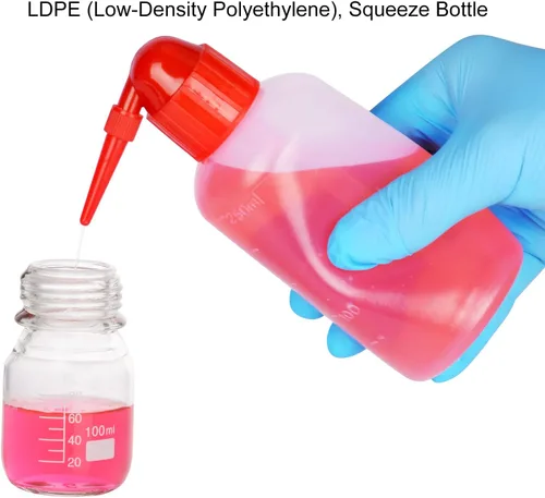 Vista 3 de Stonylab - Botella de lavado químico, paquete de 2 botellas cilíndricas selladas de plástico con reactivo de seguridad con boca estrecha