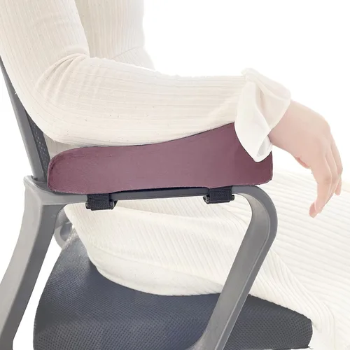 Vista 2 de Juego de 2 fundas para reposabrazos para silla de oficina, cómodas almohadas para apoyabrazos (2 almohadas rosas)