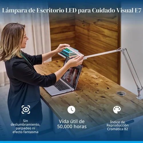 Vista 7 de UPLIFT DESK Lámpara de escritorio LED E7 con abrazadera, 3 modos de color ajustables, luz de arquitecto negra regulable para escritorio de pie