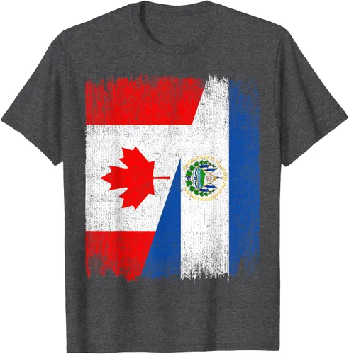 Vista 29 de Camiseta Half Canada El Salvador Flag Canadian Salvadoran Pride Roots