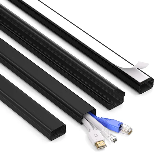 Vista 11 de ZhiYo Ocultador de cable de 85 pulgadas para un cable, cubiertas de cable autoadhesivas para cables en la pared, cubiertas de cable de TV pintables