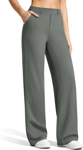 Vista 13 de G4Free EverGoing - Pantalones de vestir de pierna ancha para mujer con Gris-oscuro