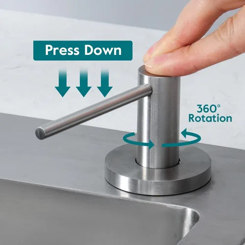 Vista 2 de Gappo Dispensador de jabón mejorado para fregadero de cocina, níquel cepillado, bomba de encimera de acero inoxidable, dispensador de jabón