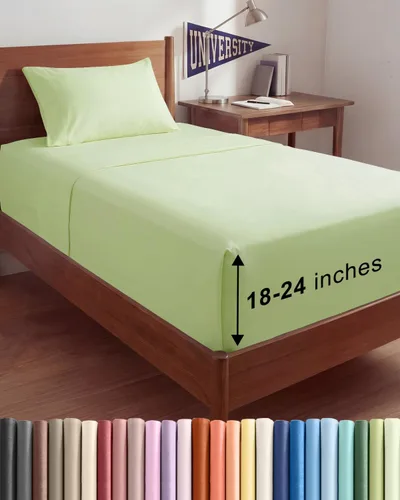 Vista 71 de Sábanas individuales de bolsillo extra profundo, sábanas transpirables y refrescantes de 3 piezas, juego de sábanas de lujo para hotel, suaves, sin