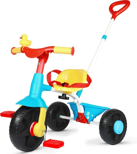 Vista 9 de KRIDDO - Triciclos 2 en 1 para niños de 18 meses a 3 años, ruedas EVA mejoradas, ideal para regalo para niños de 2 a 3 años, con mango de empuje