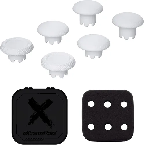Vista 2 de eXtremeRate Robot White - Palancas de repuesto intercambiables para controlador de borde PS5, tapas de joystick analógico intercambiables