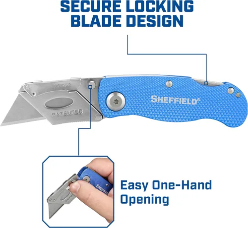 Vista 5 de Sheffield 12514 Cuchillo Utilitario Plegable Paquete de 3, Rellenos para Calcetines, Regalos para Hombres, Regalos para Papá, Hojas de Cuchillo