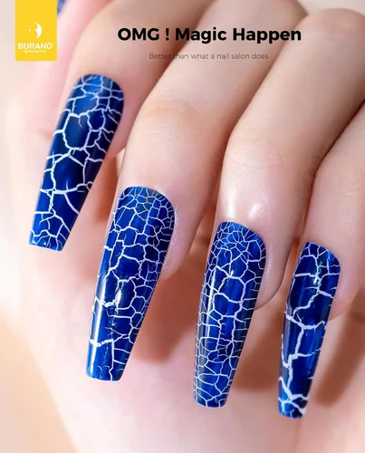 Vista 2 de BURANO Esmalte de uñas de gel agrietado, esmalte de uñas agrietado, color negro + gel blanco, juego de 2 botellas de secado al aire con lámpara LED