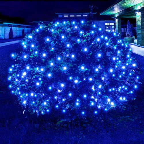 Vista 13 de Dirnun Red de luces LED de Navidad verde para exteriores, 160 LED de 5 x 7 pies, luz de malla de hadas impermeable para exteriores e interiores