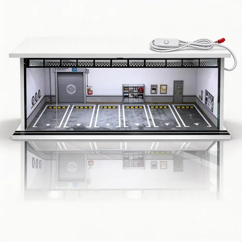 Vista 9 de Vitrina para rueda caliente con luz LED, apilable, mega almacenamiento de garaje para caja de cerillas 1:64 y coches fundidos a presión, diorama