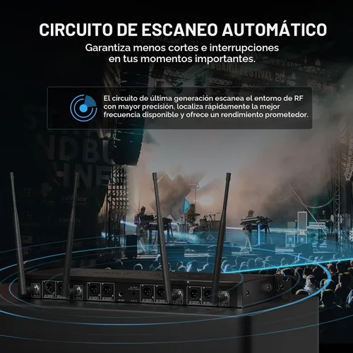 Vista 2 de Phenyx Pro Sistema de micrófono inalámbrico de escaneo automático UHF de 8